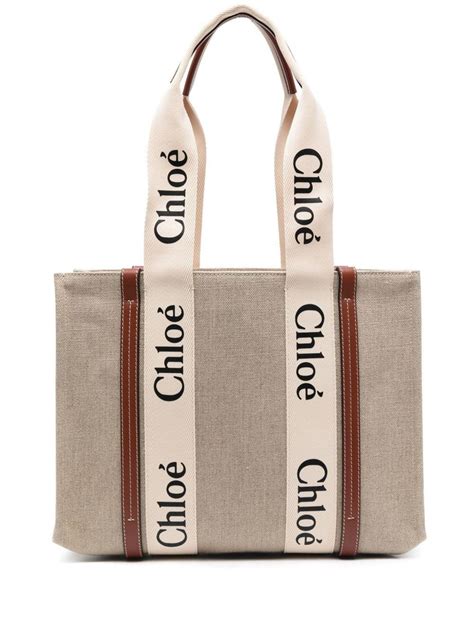 chloe medium woody tote bag|chloe medium woody canvas tote.